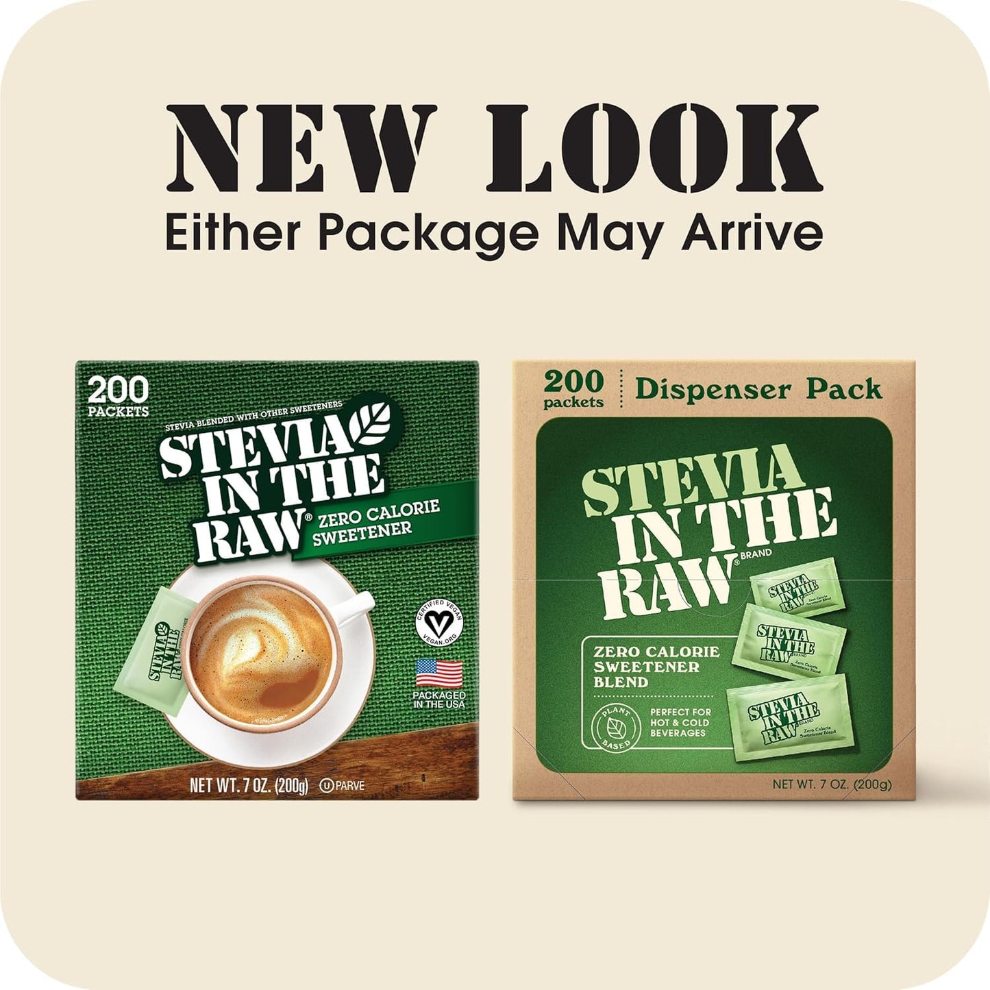 Stevia In The Raw Stevia Sweetener Packets, 200 Ct Box, Zero Calorie Stevia Sugar Substitute Packets, No Erythritol or Artificial Flavors, Vegan, Gluten Free, Kosher, Low Glycemic Index