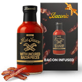 Baconic Bacon Infused Hot Sauce with Real Bacon Bits - Spicy, Zero Sugar, Keto-Friendly, No Seed Oils - Bold Flavor in 12oz Glass Bottle - Perfect