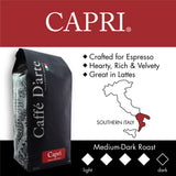 Caffe D’arte Capri Whole Bean Espresso Coffee - Medium Roast with Smooth, Balanced Flavor and Rich Crema - Roasted in Seattle, Ideal for Espresso