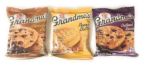 Grandma's Cookies 2.5 Oz Packages Bundle of 15 Pack in Three Flavors: 5 Each of Oatmeal Raisin, Peanut Butter, and Chocolate Chip