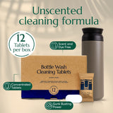 CLEANOMIC Bottle Wash Cleaner Tablets (12 Pack) - Water Bottle Cleaning Tablets, Water Bottle Cleaner Tablets (Scent-Free)