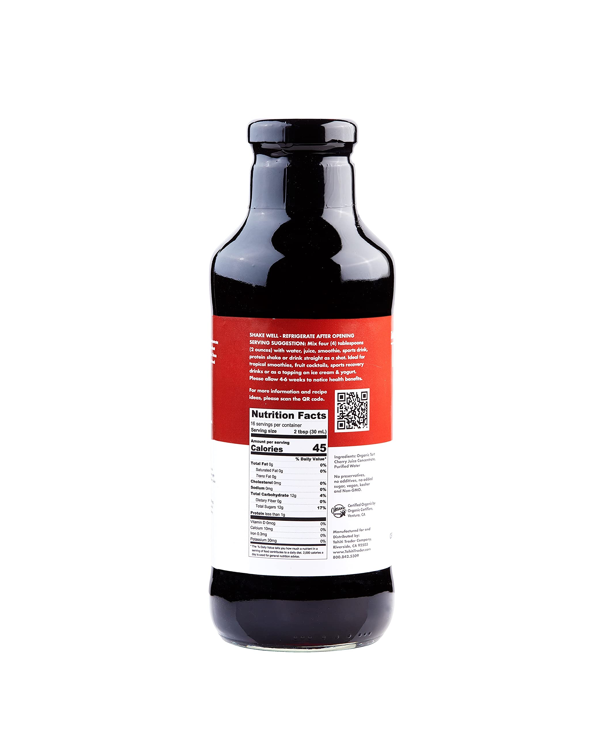 TAHITI TRADER Tart Cherry Juice Concentrate - Ready to Drink Organic Superfood Promoting Immune Support & Overall Health - Pure, Unsweetened Fruit