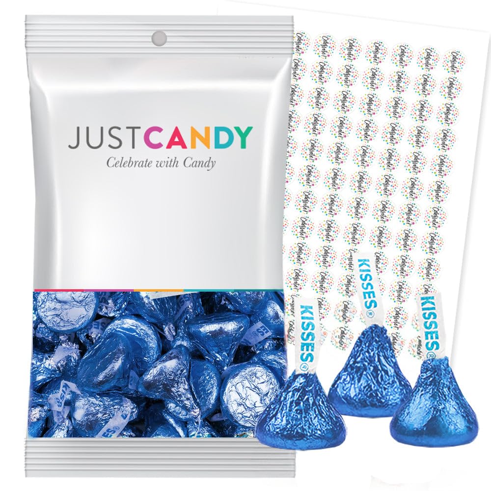 Dark Blue Hersheys Milk Chocolate Kisses & Celebrate Kiss Stickers - 375 Count
