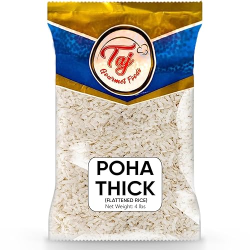 TAJ Indian Poha Powa Flattened Rice (Thick, 4-Pounds)