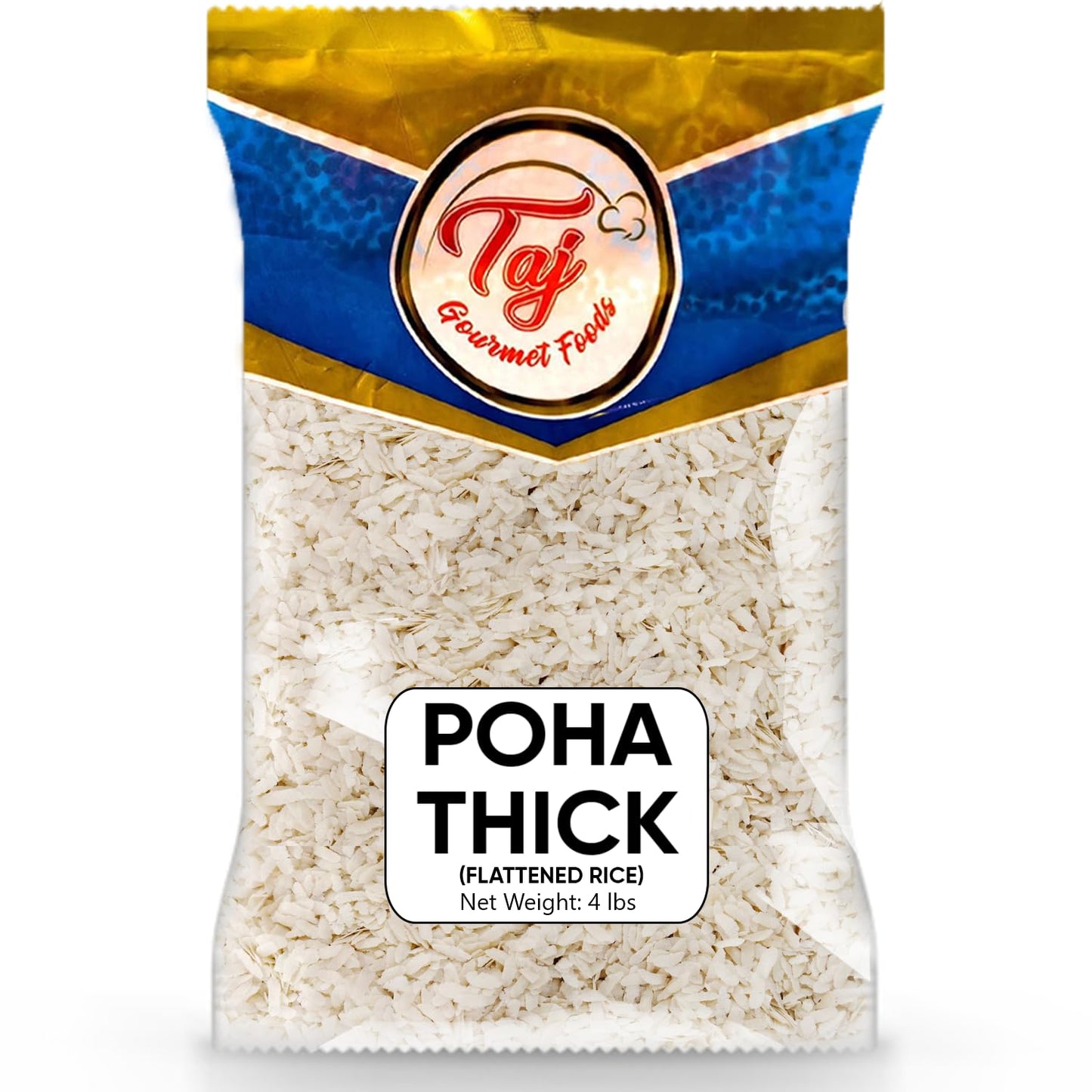 TAJ Indian Poha Powa Flattened Rice (Thick, 4-Pounds)