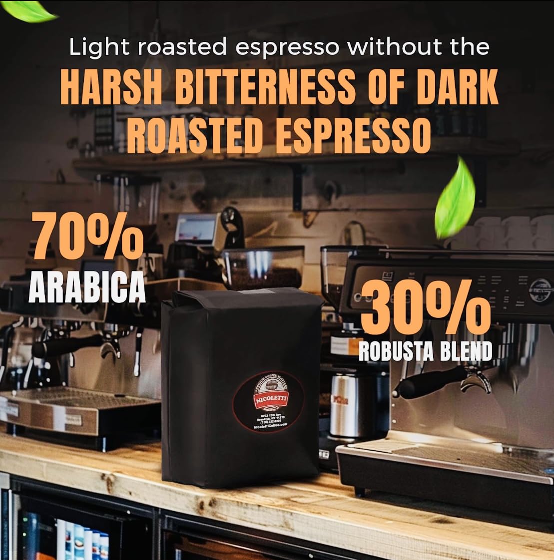 Nicoletti Coffee Espresso Roast Beans 5lb(Made in Brooklyn NY since 1972) Fresh Roasted Espresso beans with Date Stamp.