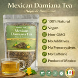 Mexican Damiana Tea - Hojas de Damiana (Turnera diffusa) - 100% Natural Herbal Tea | Wild-Harvested, Sun-Dried Premium Leaves | Authentic Mexican