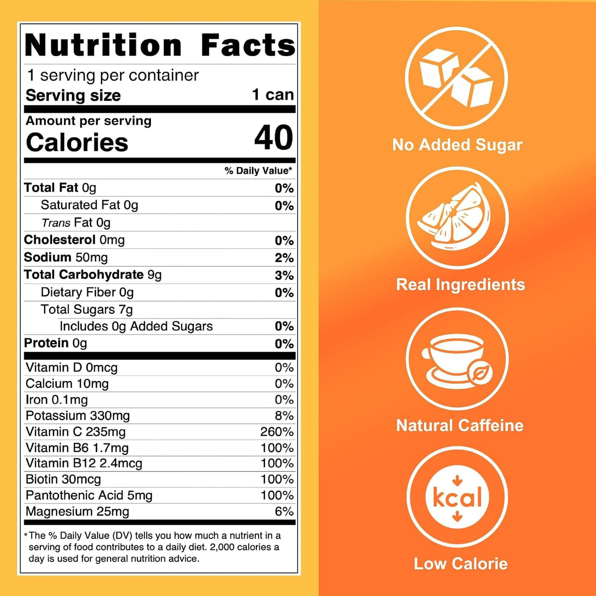 LivReal Clean Energy Drink - Organic Green Tea Caffeine 125mg + L-Theanine 100mg - Real Fruit, No Sweeteners or Flavorings - Vitamin C & B Complex