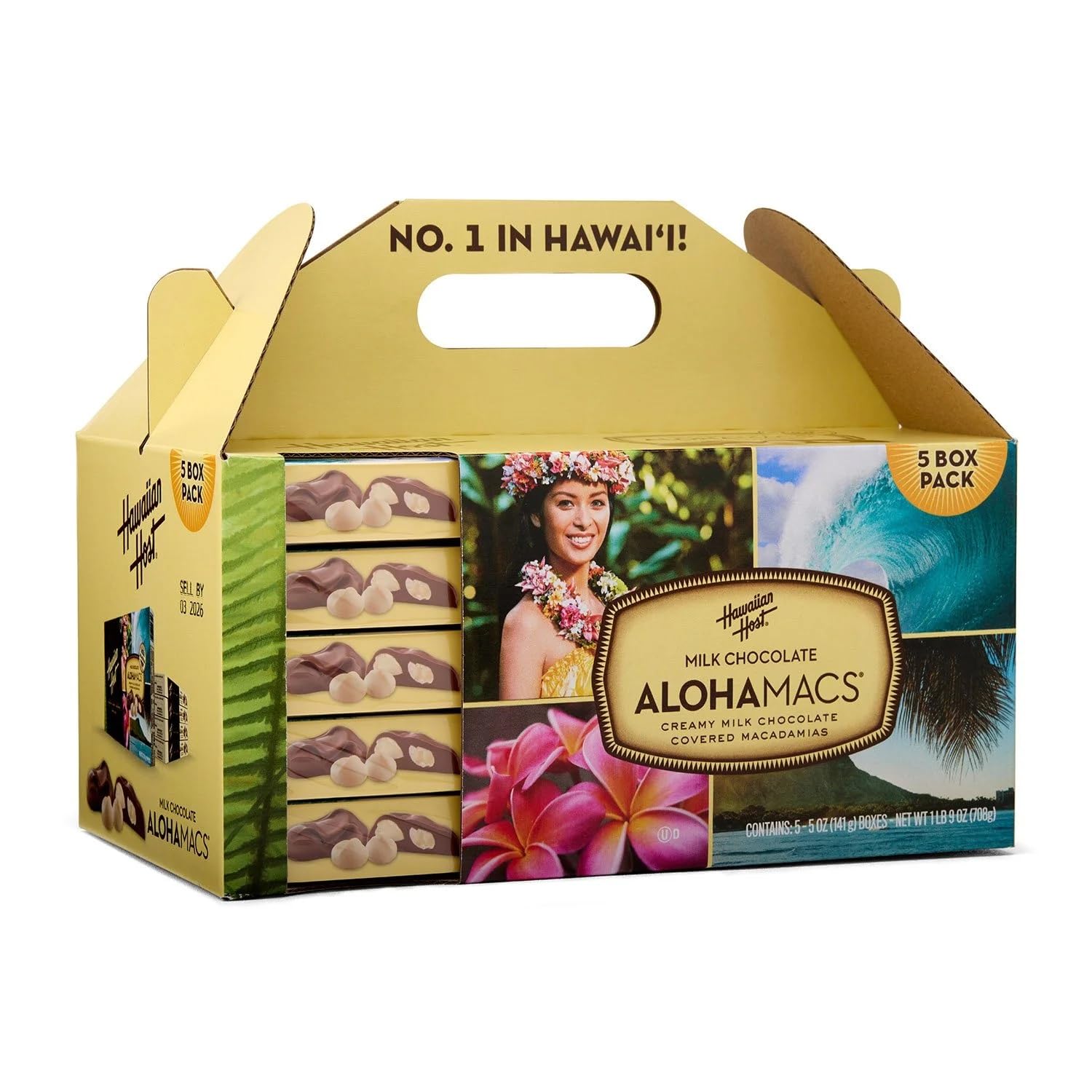 Hawaiian Host Alohamacs Milk Chocolate Covered Macadamia Handy Pack, 5 pack Gift Box