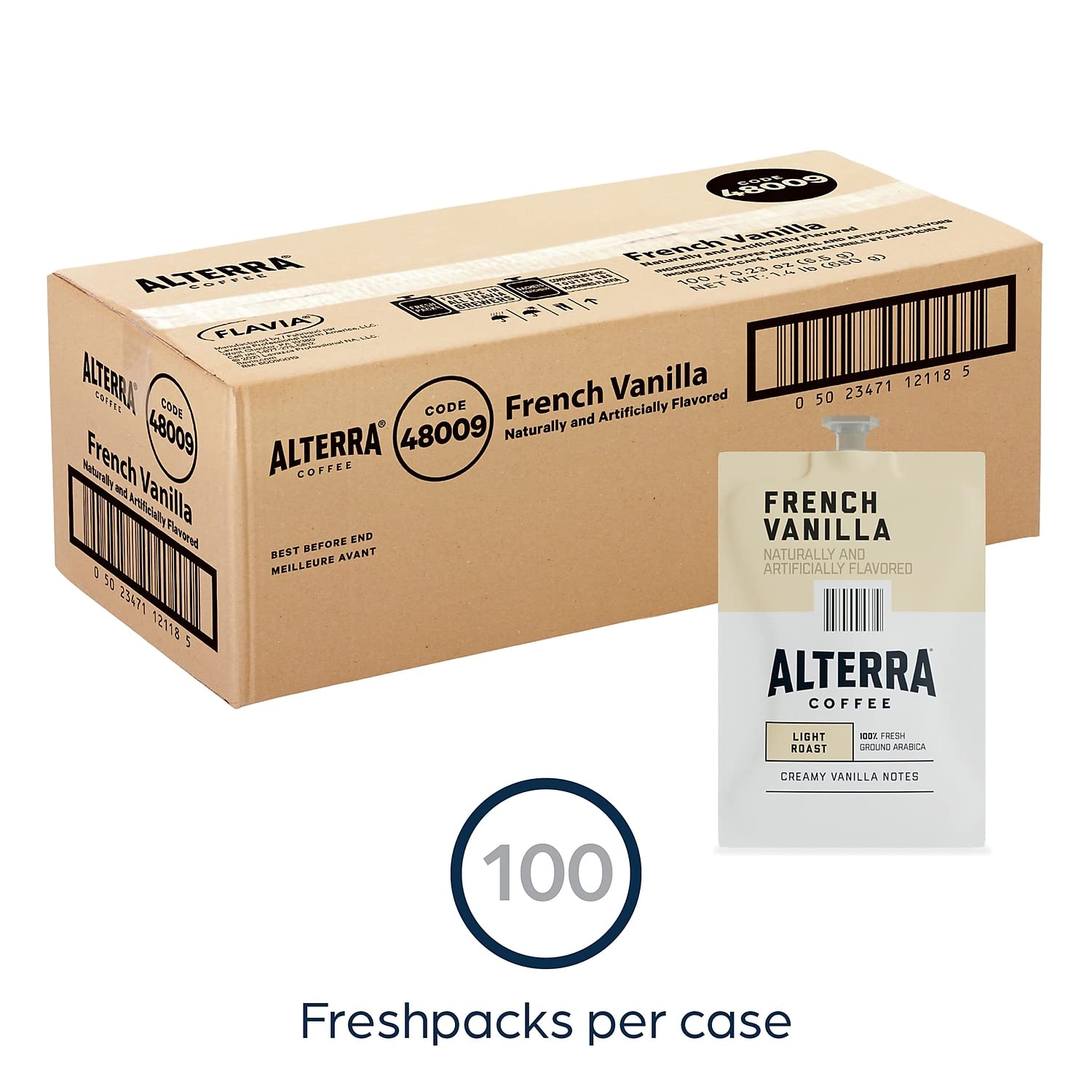 Alterra, MDKA183, French Vanilla Flavored Coffee, 100 / Carton