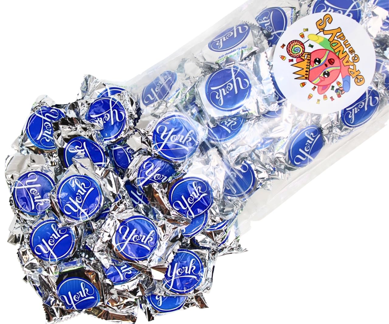Grandys Candys Mini York Peppermint Patties- Bulk Candy- Super Saver (Individually Wrapped) 1 Pound