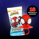 Spidey and His Amazing Friends Birthday Party Favor, Individually Wrapped Lollipop Rings, Ghost-Spider, and Miles Morales Decorated Suckers, Box of 18