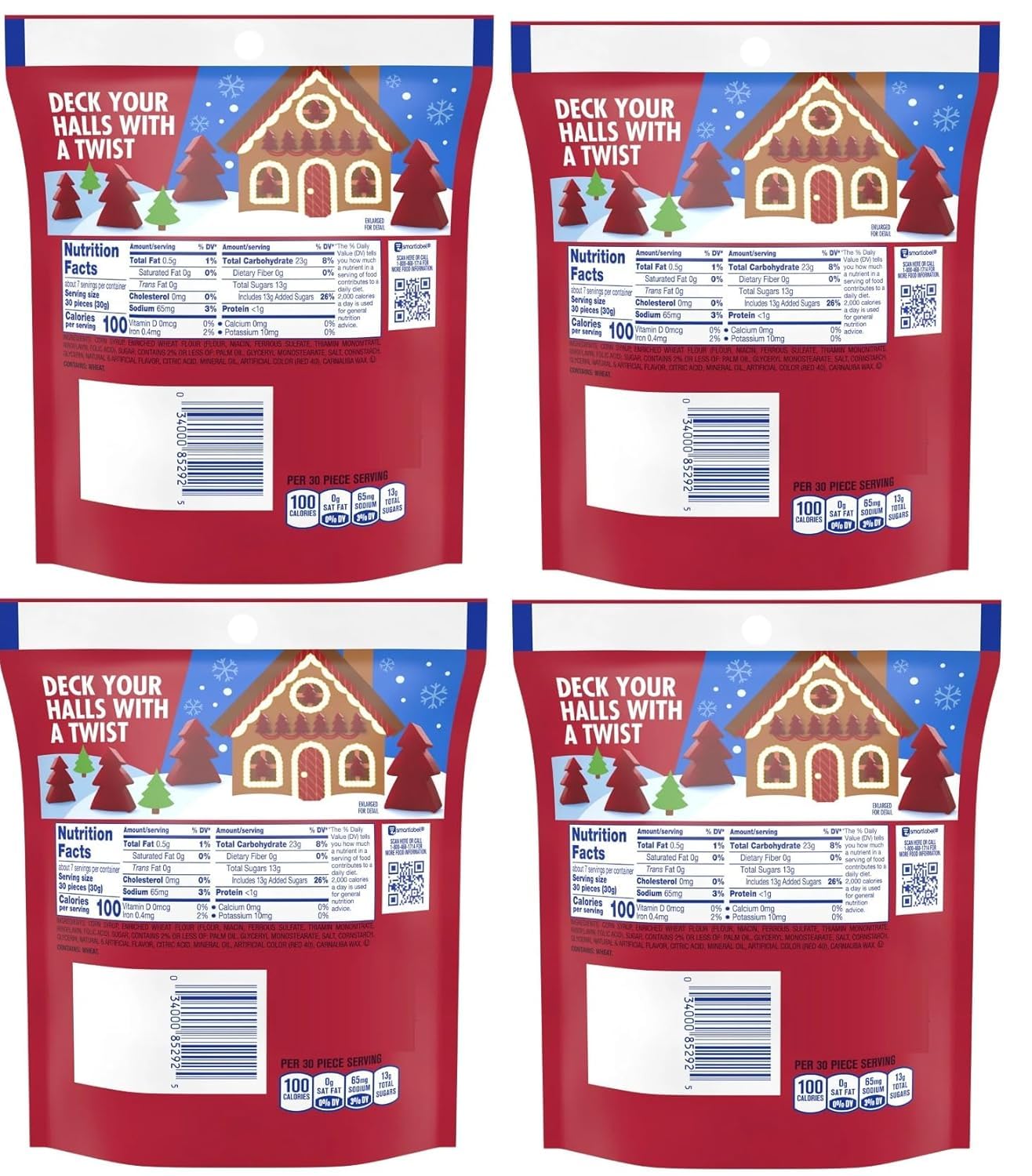 Cherry Christmas Trees 28.4oz Cherry Flavored Licorice Bites Holiday Party Stocking Stuffer Candy