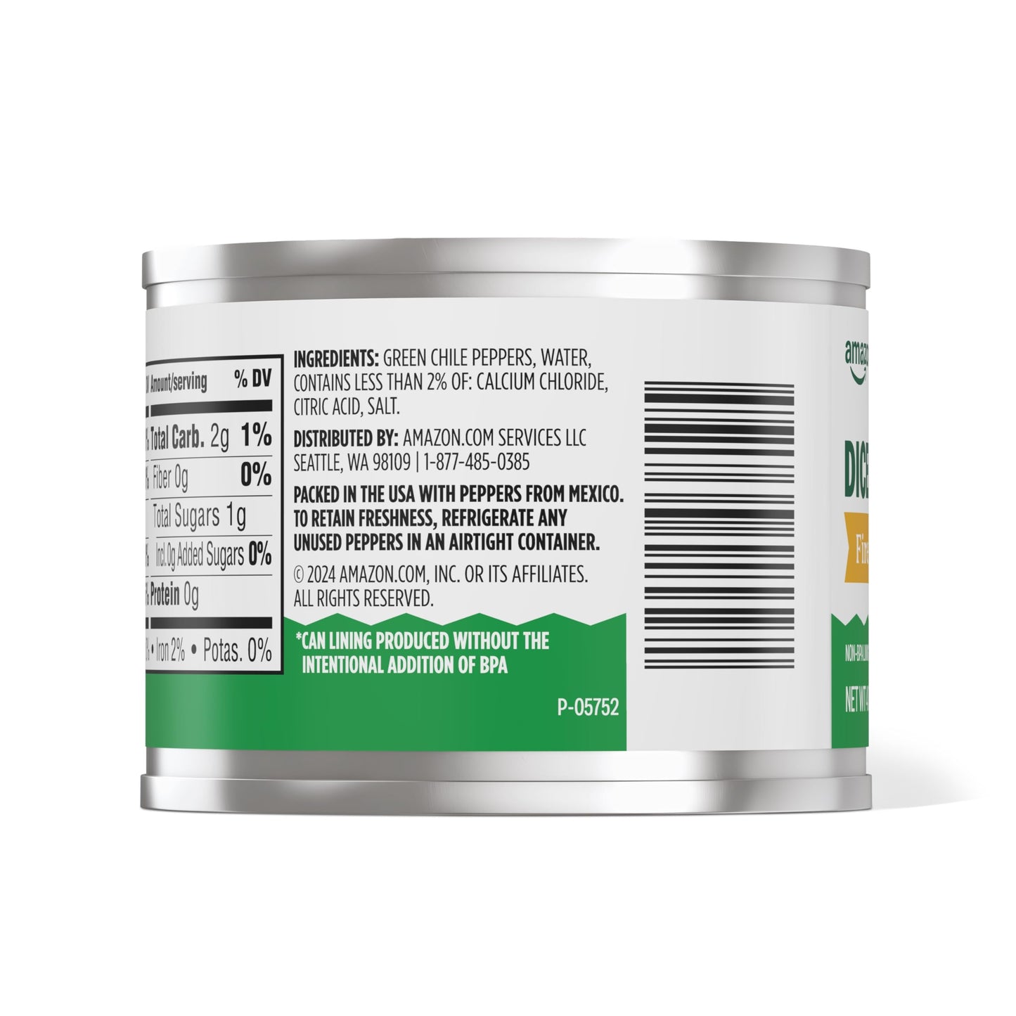 Amazon Grocery, Fire Roasted Diced Green Chiles, Mild, 4 Oz