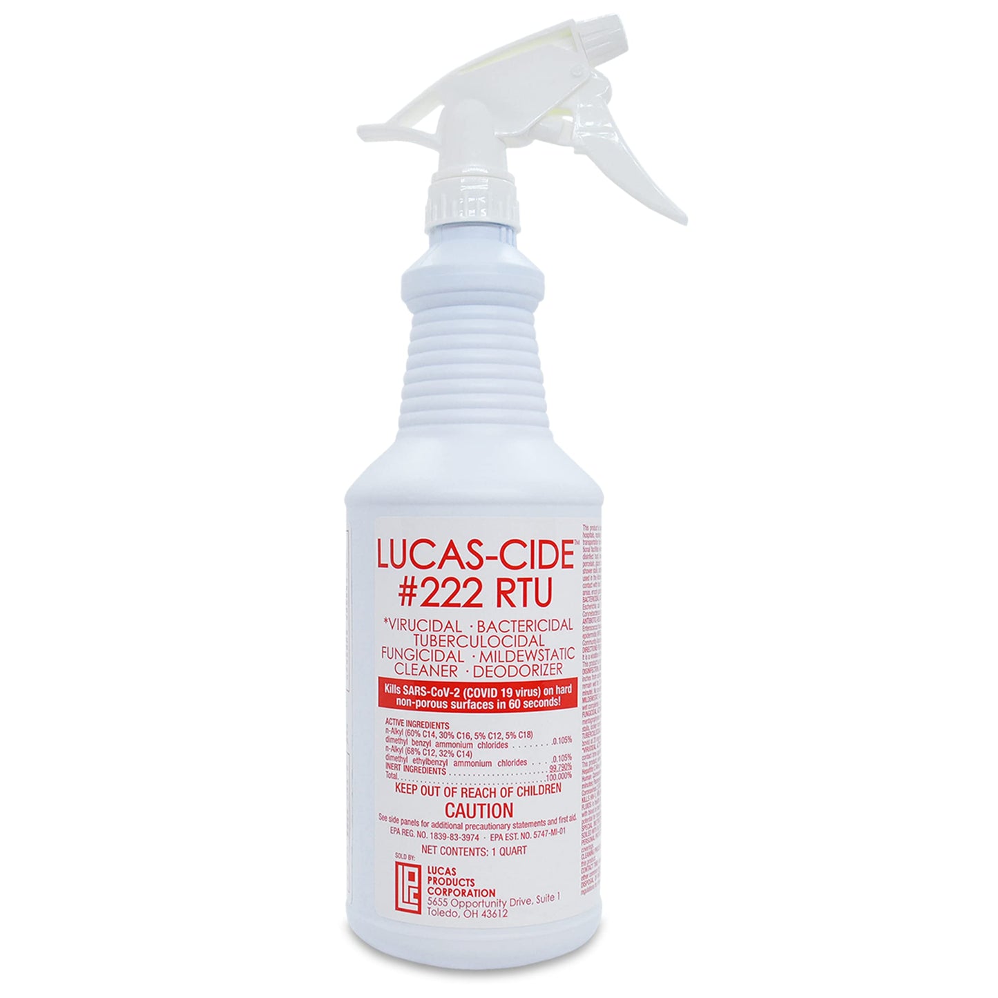 LUCAS-CIDE #222 RTU Hospital-Grade Salon and Spa 60 Second Disinfectant 32 Fl Oz