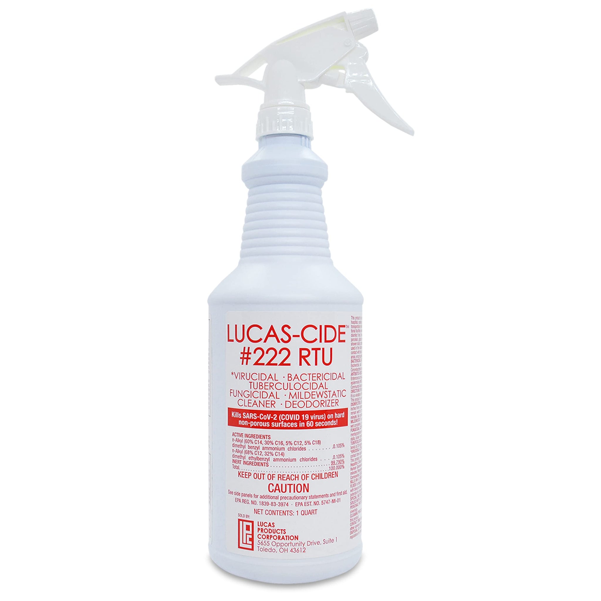 LUCAS-CIDE #222 RTU Hospital-Grade Salon and Spa 60 Second Disinfectant 32 Fl Oz