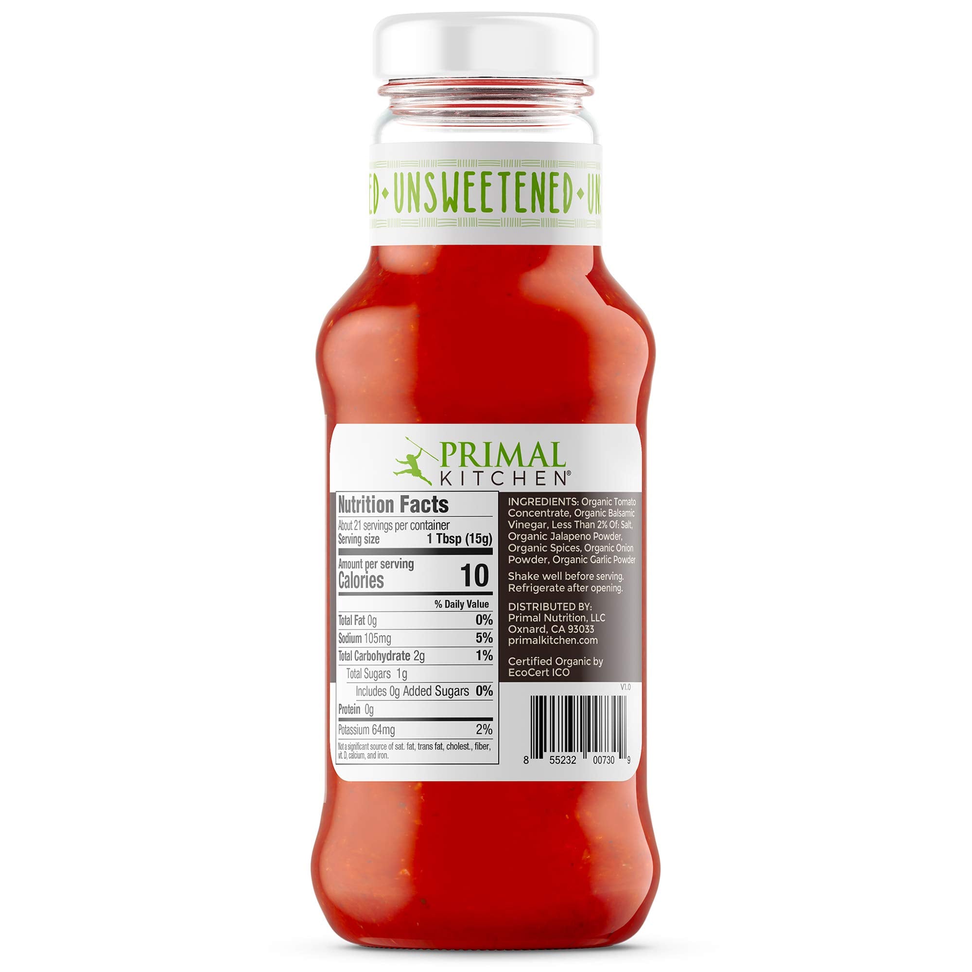Primal Kitchen Organic Ketchup Variety Pack, Original Unsweetened and Spicy, No Cane Sugar or Corn Syrup, 11.3 Ounces, Pack of 2