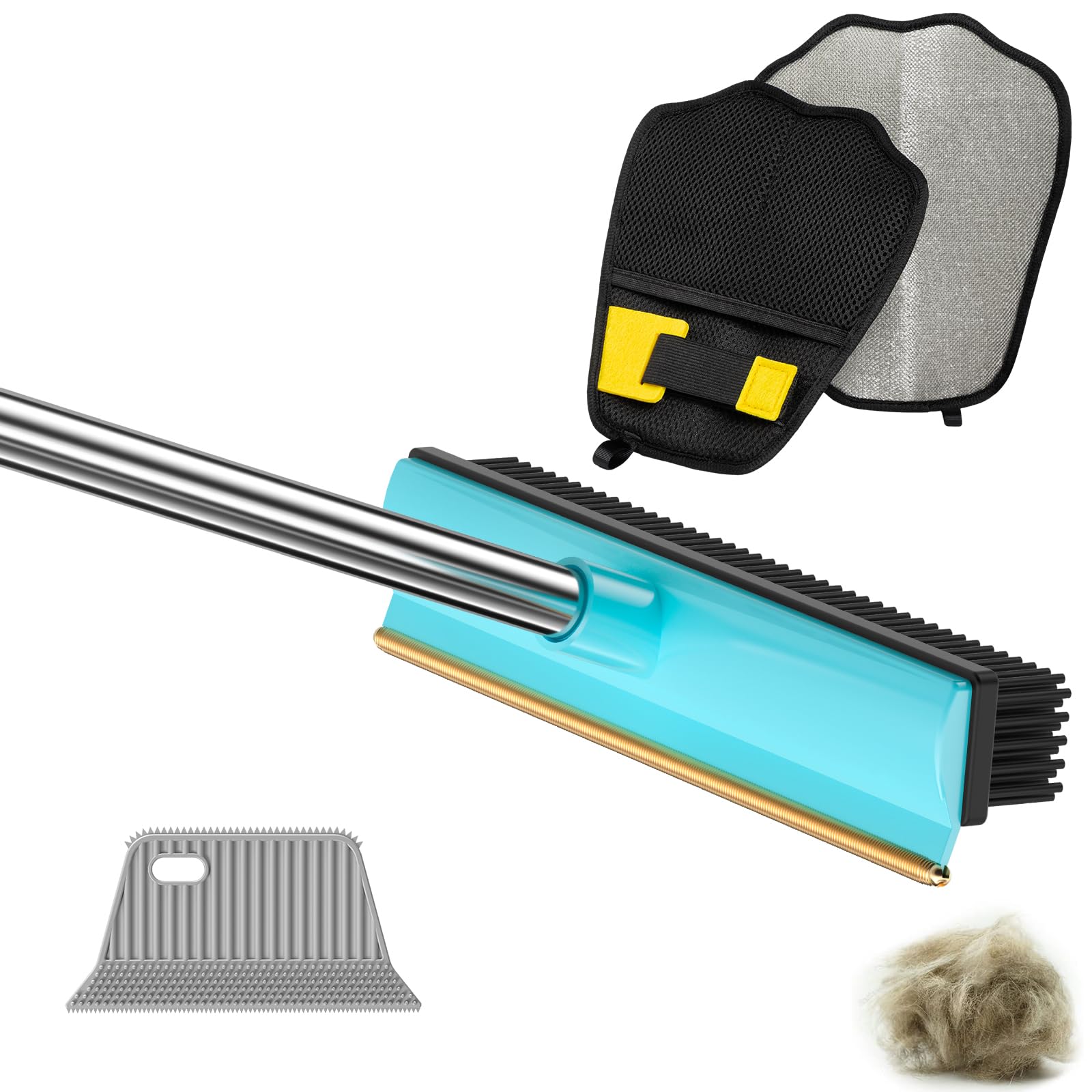 Carpet Rake - 60" Long Handle Pet Hair Removal with Metal Fabric Edge Design,Carpet Broom,Carpet Rake for Carpets, Rugs,Mats,Couch,Stairs