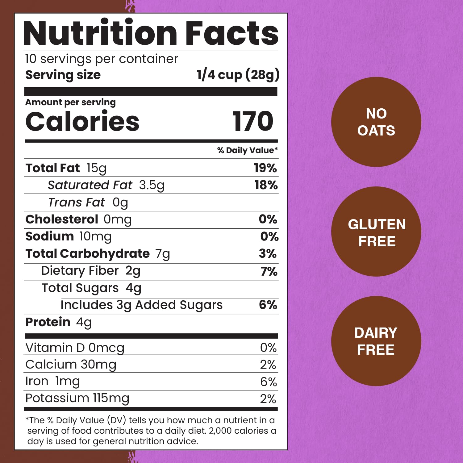 Paleonola Chocolate Fix Grain Free Granola, 10 Oz Resealable Bag (Pack of 1) - Grainless Paleo Granola Blended w/Dried Cranberries & Coconut, Organic