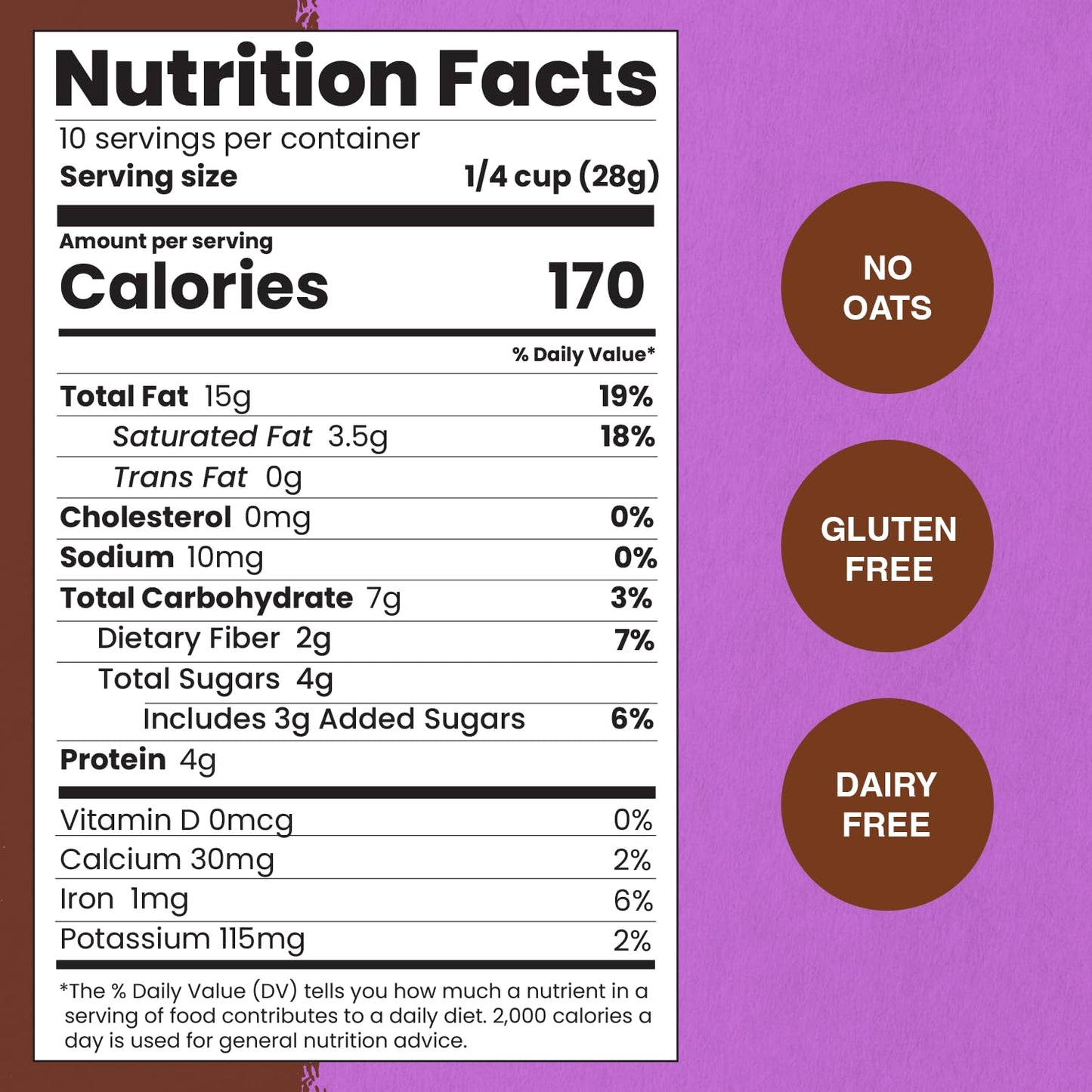 Paleonola Chocolate Fix Grain Free Granola, 10 Oz Resealable Bag (Pack of 3) - Grainless Paleo Granola Blended w/Dried Cranberries & Coconut, Organic