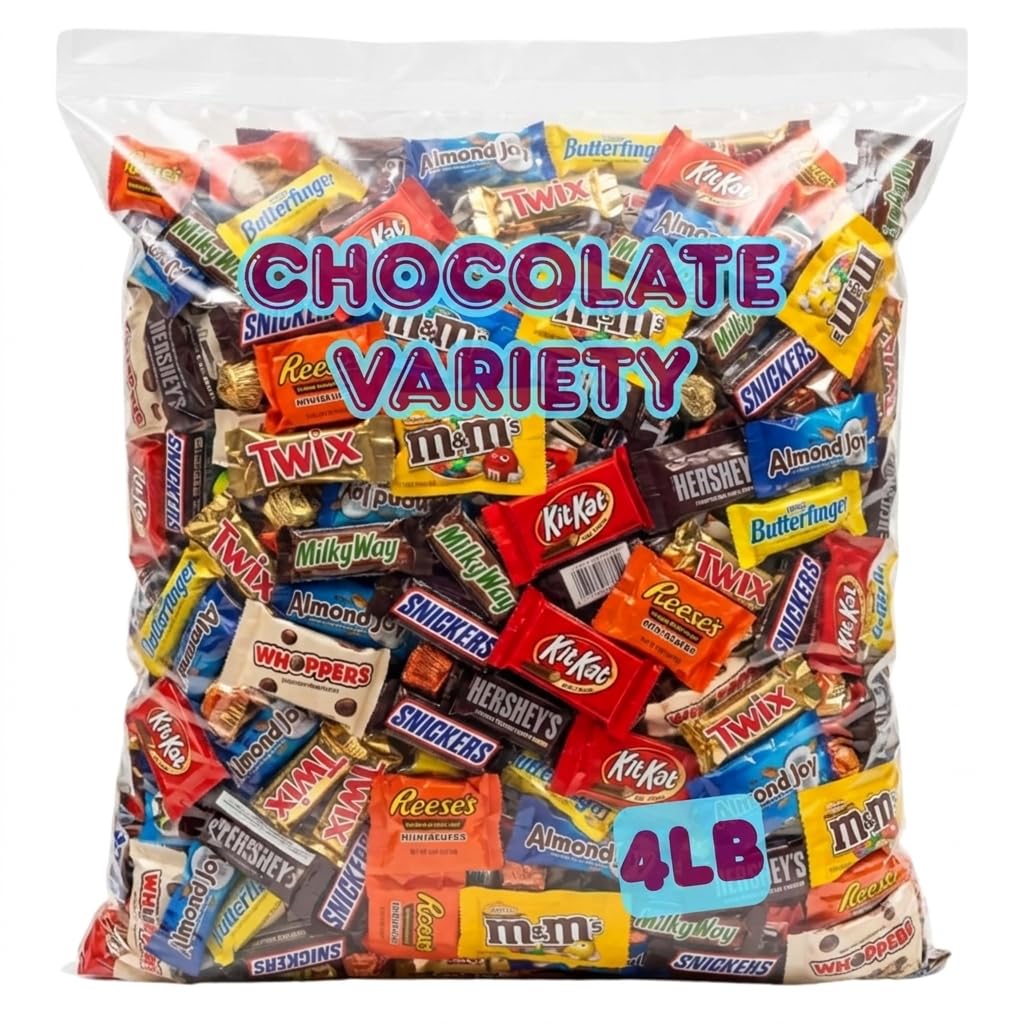 Bulk Chocolate Candy Variety Pack - Individually Wrapped Mini Chocolate Bars & Treats Assortment - Perfect for Office Break Rooms, Parties, Gift