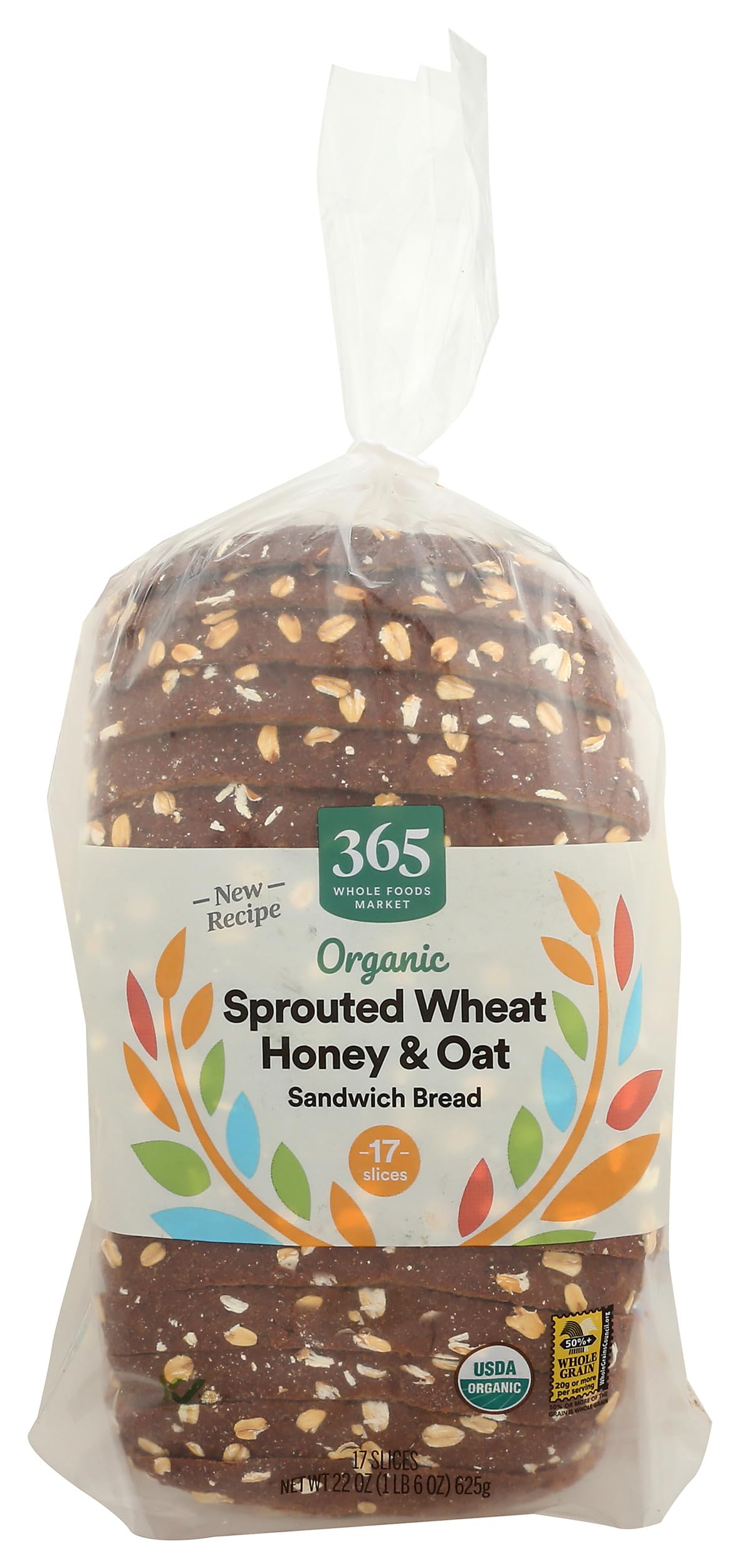 365 by Whole Foods Market Organic Sprouted Honey Oat Sandwich Bread, 22 OZ