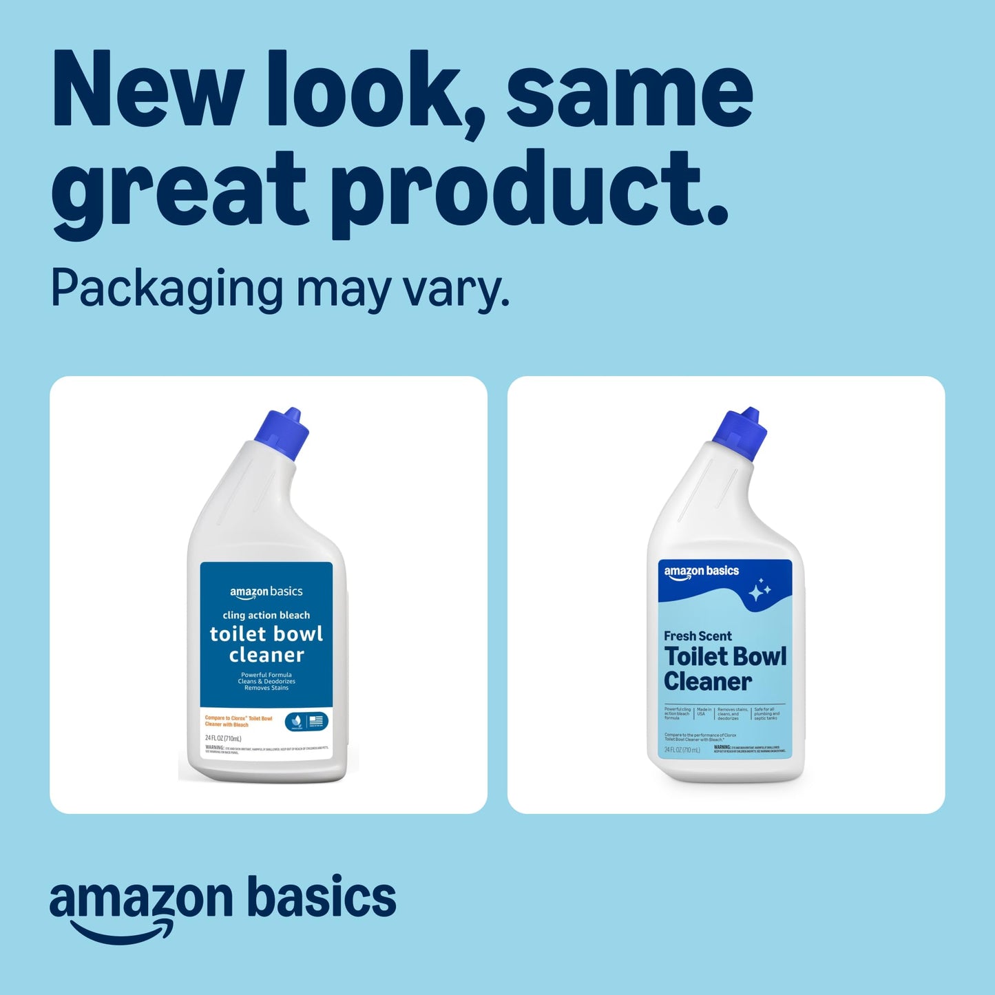 Amazon Basics Toilet Bowl Cleaner with Cling Action Formula, Bleach, Fresh Scent, 24 Fl Oz, Pack of 1, Packaging May Vary