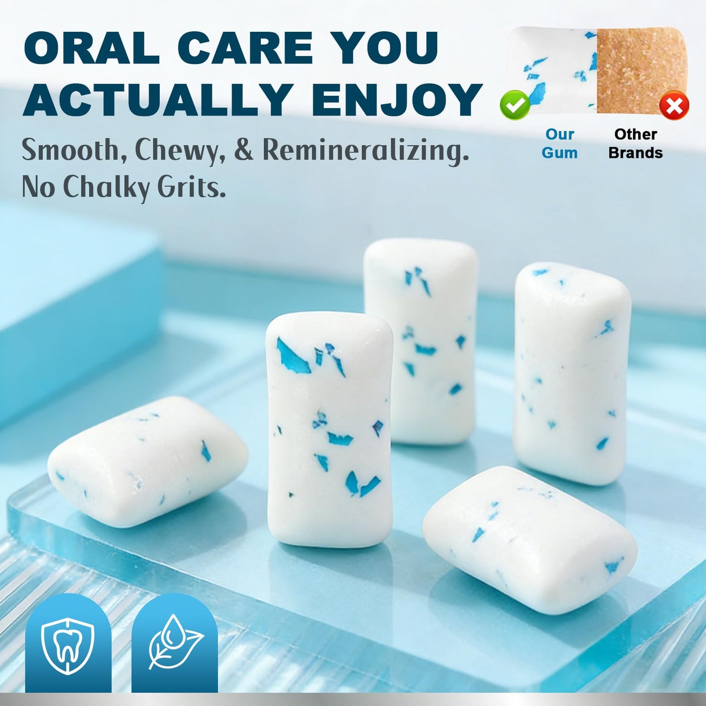 Remineralizing Gum with Nano Hydroxyapatite and Xylitol, Sugar Free, Aspartame Free, Mint Flavor, Effectively maintains fresh breath and oral health