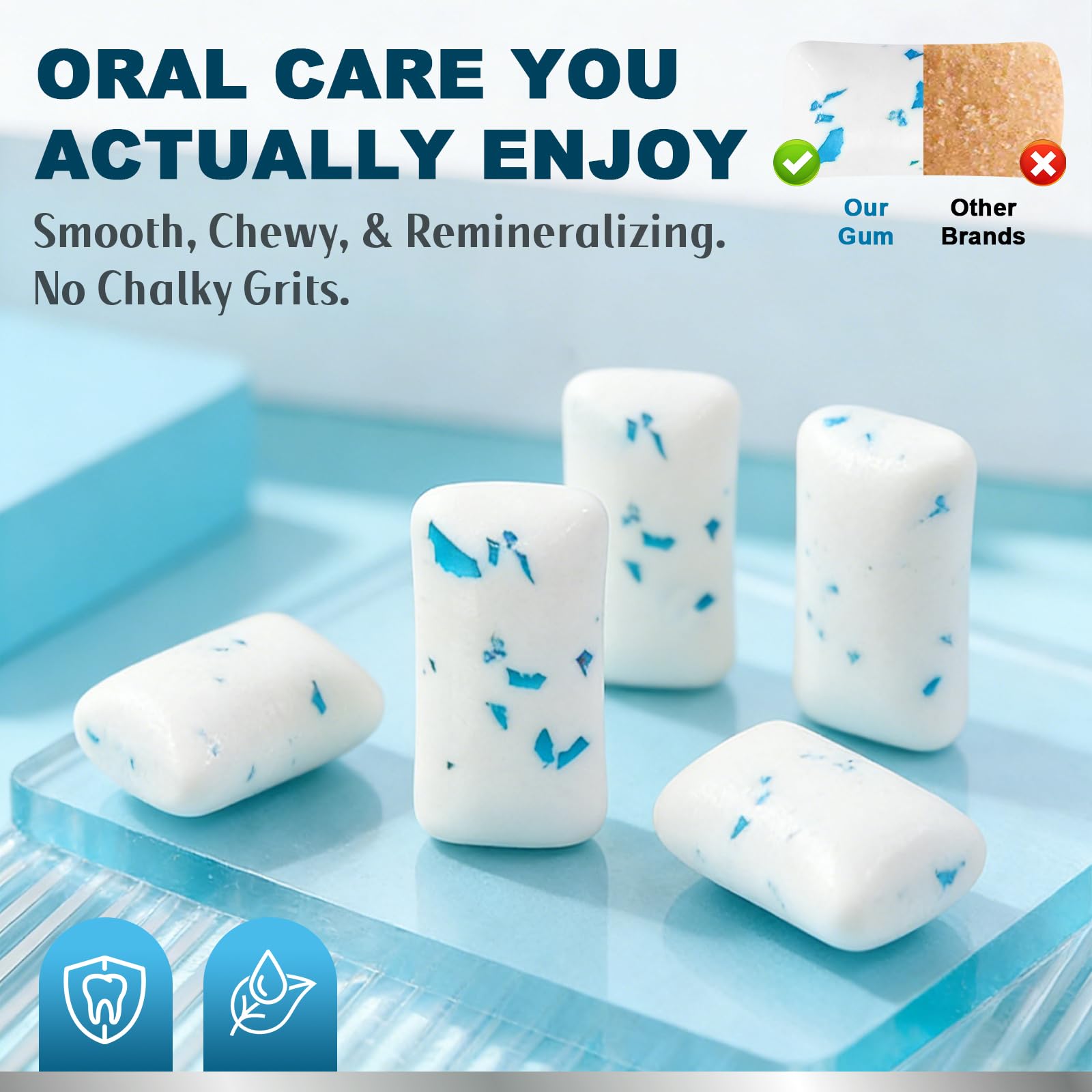 Remineralizing Gum with Nano Hydroxyapatite and Xylitol, Sugar Free, Aspartame Free, Mint Flavor, Effectively maintains fresh breath and oral health