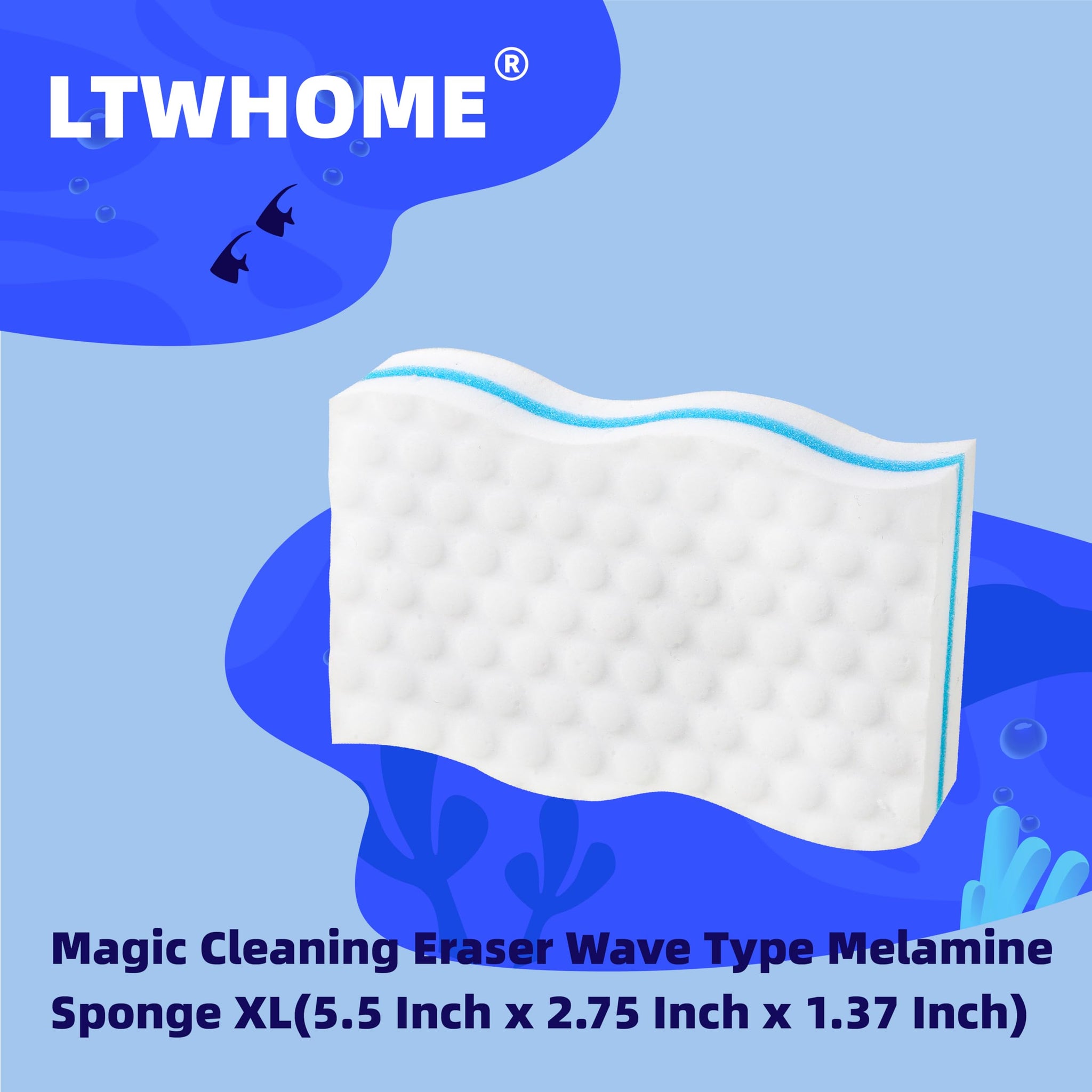 LTWHOME Bulk Pack 100-Pack Three-Layer Extra Durable Wave Shape Magic Cleaning Sponge Eraser Multi-Functional Melamine Foam for Kitchen, Bathroom