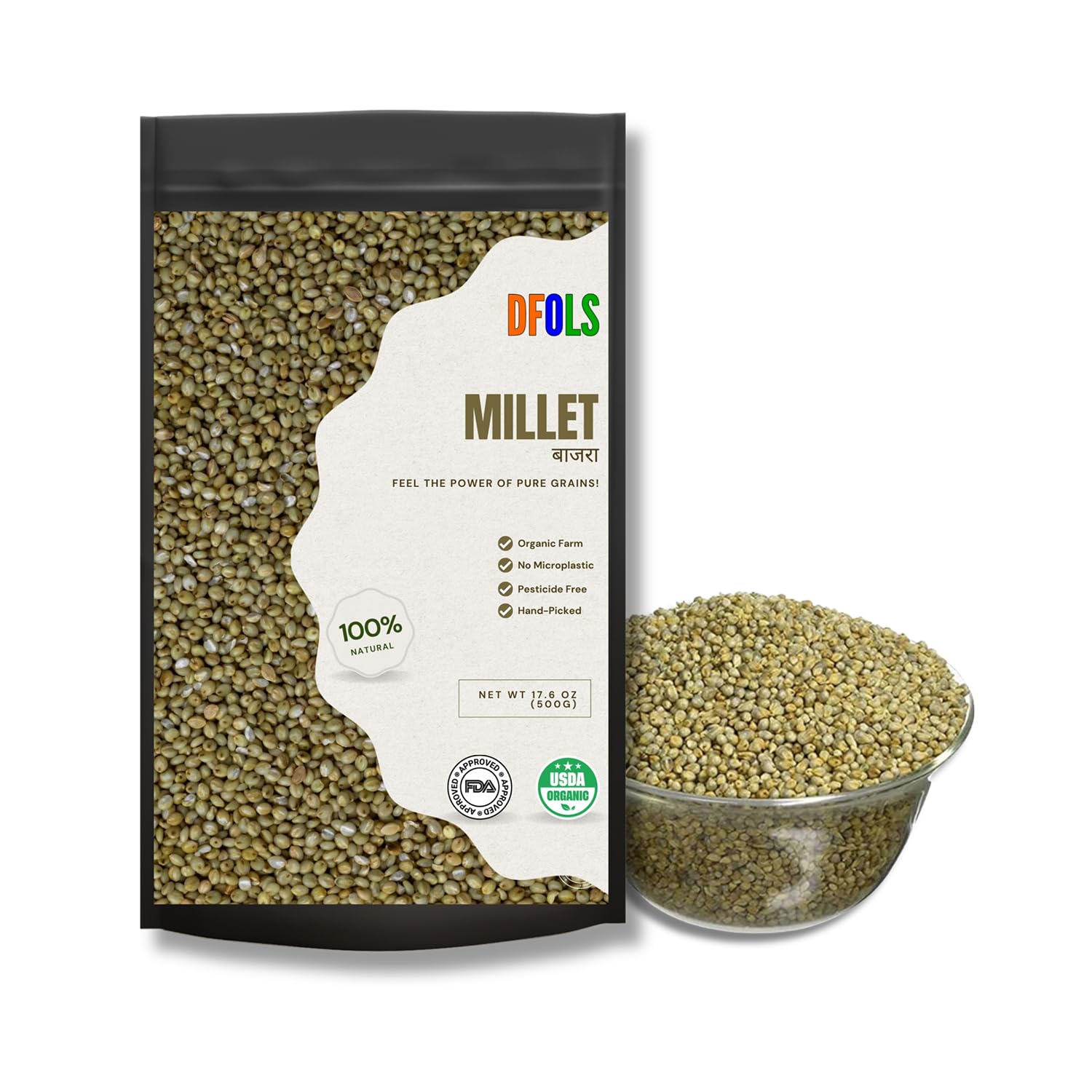 DFOLS Millet Whole Grain Mild Earthy Flavor for Healthy Cooking 0.55lb 8.82oz (250g) Premium Quality ????