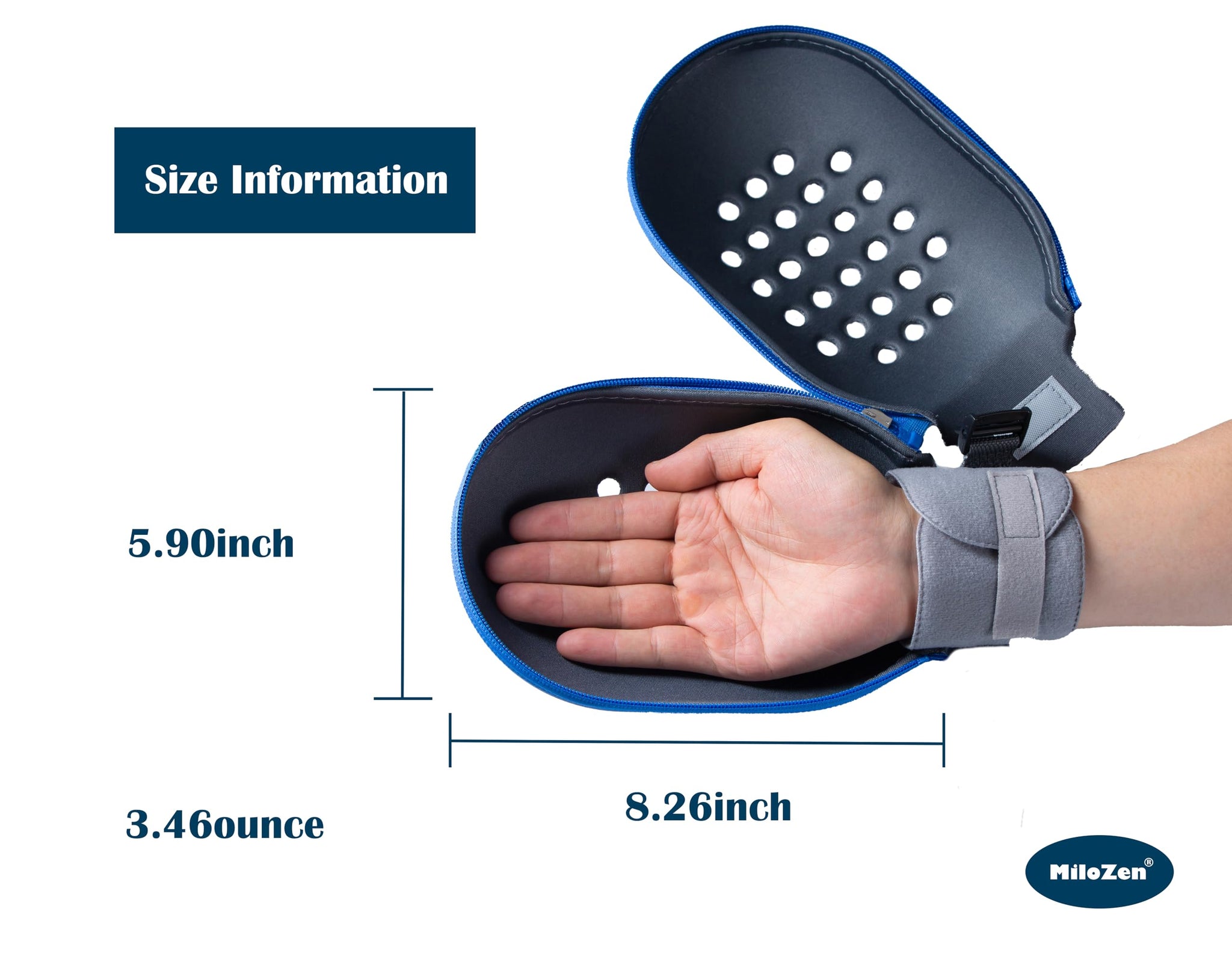 MiloZen Large,Dementia Restraint Gloves for Elderly to Prevent Scratching, Breathable Holes Style, Gray with Zipper, Pack of 2