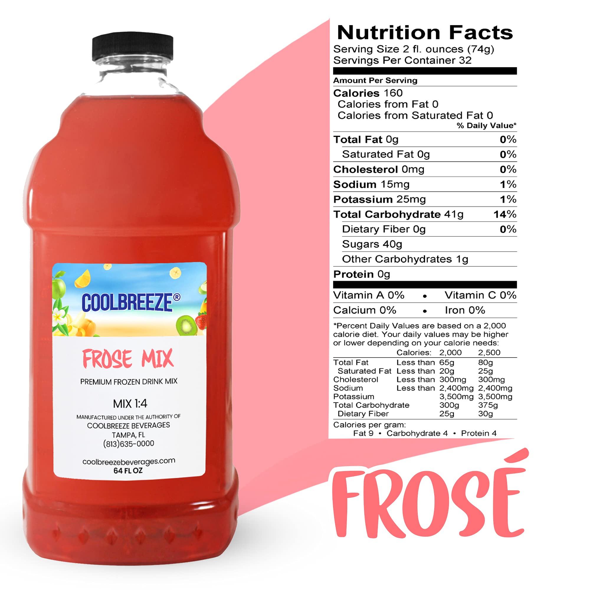 Cool Breeze Beverages Ready to Use Slush Mix (Frozen Rosé), Frose, 1/2 gal