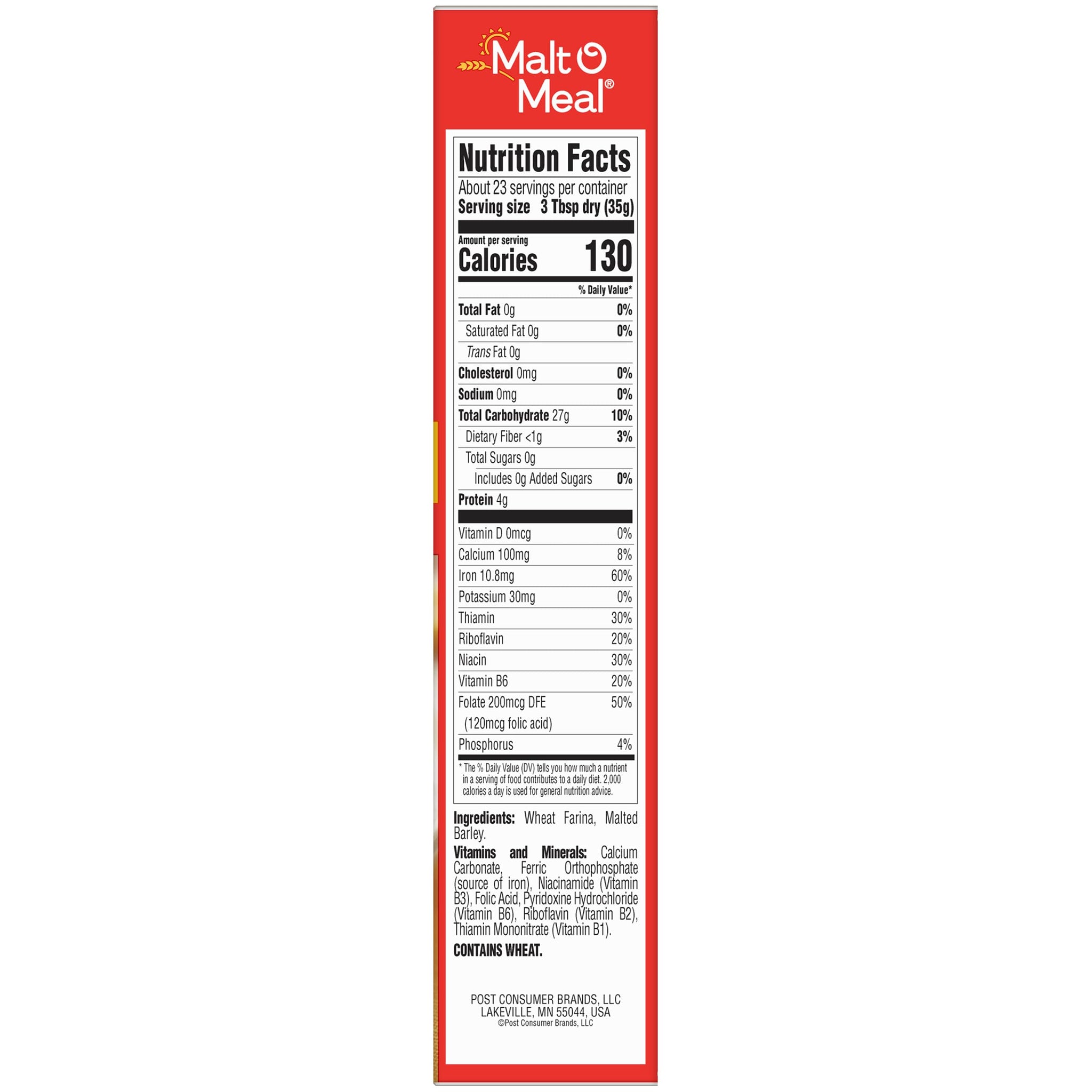 Malt-O-Meal Original Hot Breakfast Cereal, Quick Cooking, 28 oz Box