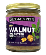 Wilderness Poets, Walnut Butter with Cashews - Organic & Raw (8 Ounce - Half Pound) - Glass Jar
