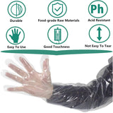 goldhik 50pcs Long Disposable Gloves, Extra Long Full Arm 34inch - Veterinary Insemination Rectal Gloves for Field Dressing, Gutting Deer, Gardening