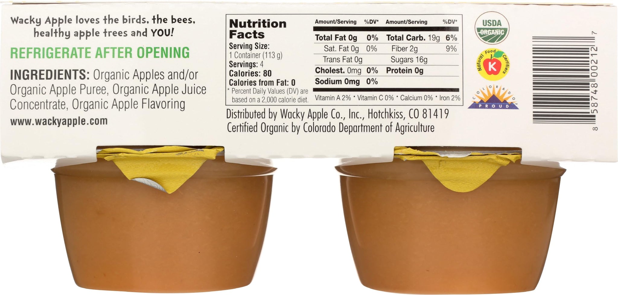 Wacky Apple, Applesauce Golden Organic, 4 Ounce, 4 Pack