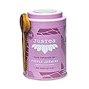 JusTea PURPLE JASMINE | Loose Leaf Purple Tea | Tin with Hand Carved Tea Spoon | 40+ Cups (3.2oz) | Low Caffeine | Award-Winning | Fair Trade |