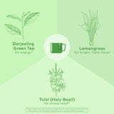 Organic India Tulsi Green Herbal Tea - Stress Relieving & Balancing, Immune Support, Adaptogen, Vegan, USDA Certified Organic, Caffeine-Free - 18