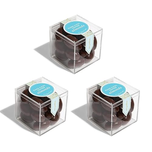 Sugarfina Dark Chocolate Toffee Almonds Small Candy Cube, Chocolate Bites, 2.7 oz, 3 Count