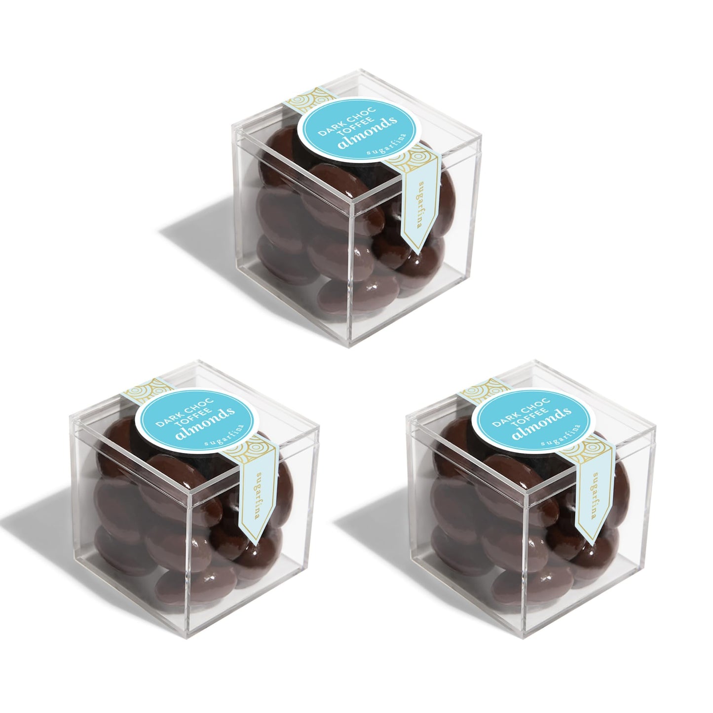 Sugarfina Dark Chocolate Toffee Almonds Small Candy Cube, Chocolate Bites, 2.7 oz, 3 Count