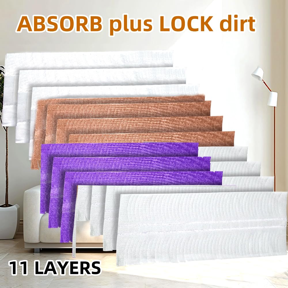 Disposable Mopping Pad Refills for PowerMop Multi-Surface,Wood Mopping Pad Refills for Floor Cleaning, 10 Count (Purple 5+Brown 5)