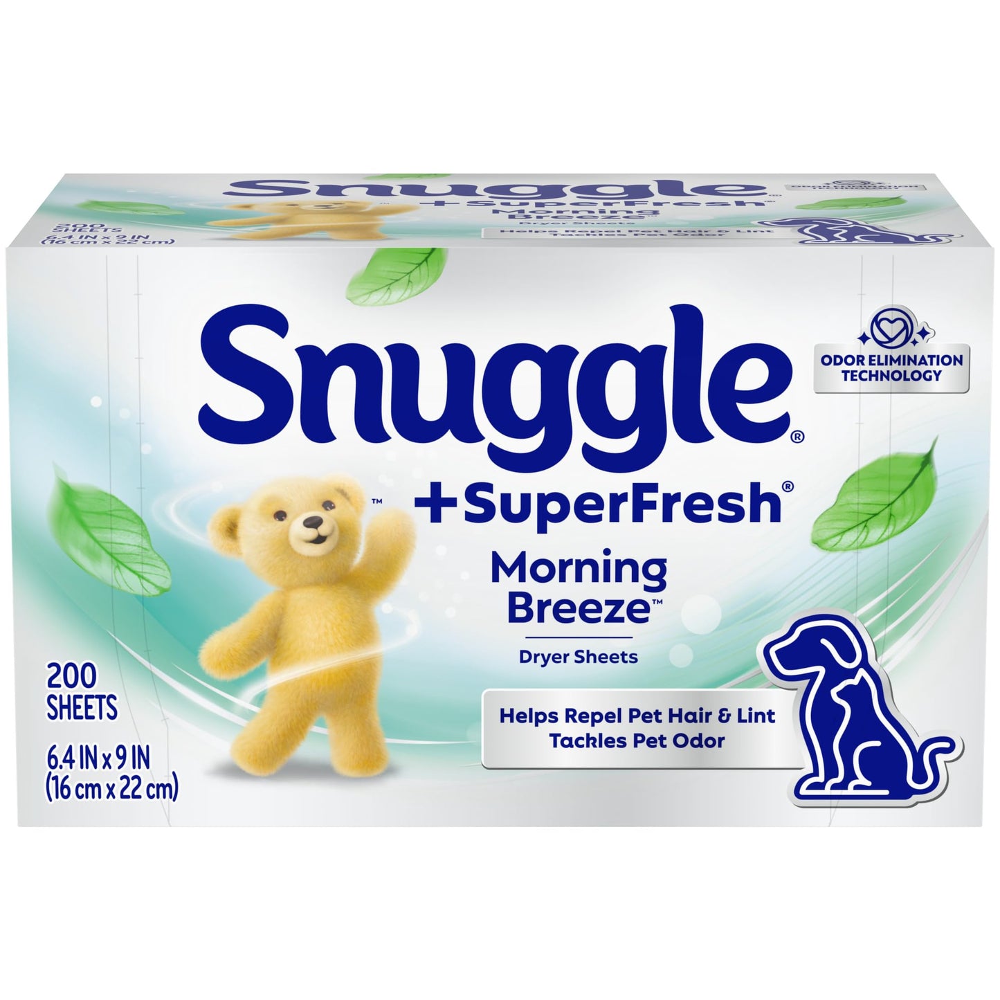 Snuggle SuperFresh Fabric Softener Dryer Sheets, 200 Count, Morning Breeze, Long-Lasting Fresh & Clean Scent, Tackles Pet Odor, Helps Repel Pet Hair
