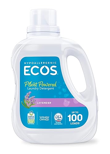 ECOS Laundry Detergent Liquid, 100 Loads - Dermatologist Tested Laundry Soap - Hypoallergenic, EPA Safer Choice Certified, Plant-Powered - Lavender