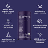 MUD\WTR Rest Evening Mushroom Blend Powder | 2,240mg Adaptogenic Mushroom Tea | Sleep Support, Wind Down & Relaxation Tea | USDA Organic & Vegan |
