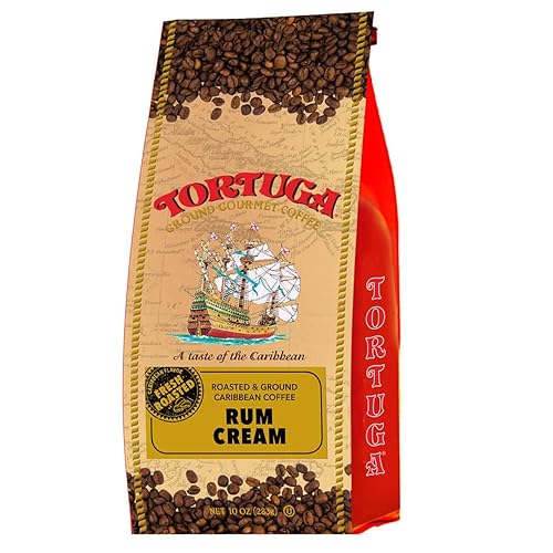 TORTUGA Caribbean Rum Cream Flavored Coffee- Roasted and Ground Coffee 10oz - The Perfect Premium Gourmet Gift for Gift Baskets, Parties, Holidays