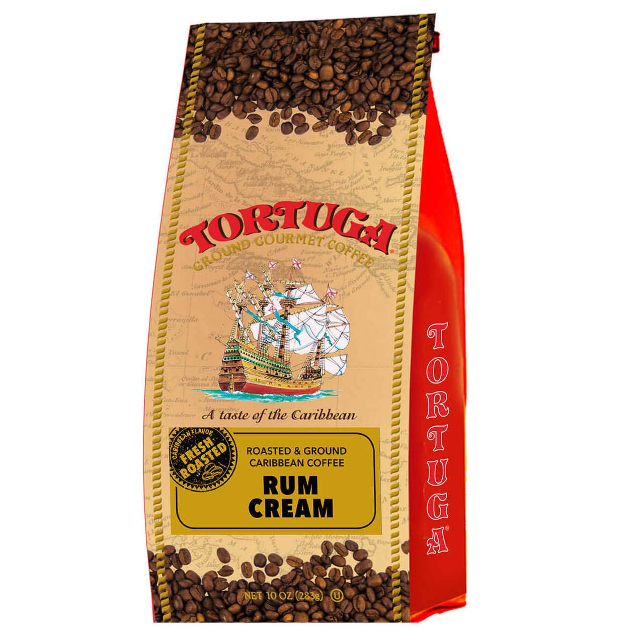 TORTUGA Caribbean Rum Cream Flavored Coffee- Roasted and Ground Coffee 10oz - The Perfect Premium Gourmet Gift for Gift Baskets, Parties, Holidays
