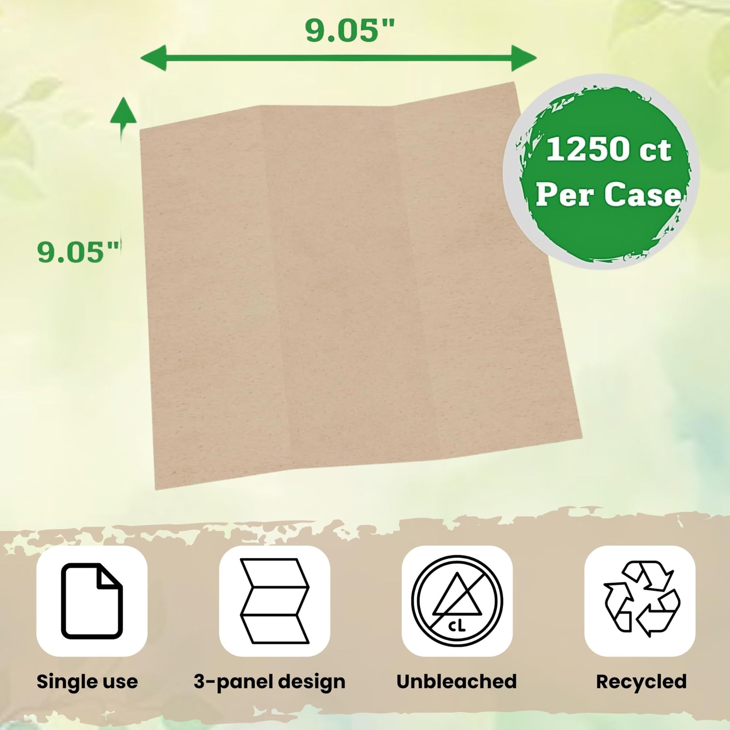 1250ct Brown Organic Unbleached Z-Fold Paper Towels | 100% Post-Consumer Waste, Sustainable Multifold Towels Bulk | Commercial Tri-Fold Recycled Paper