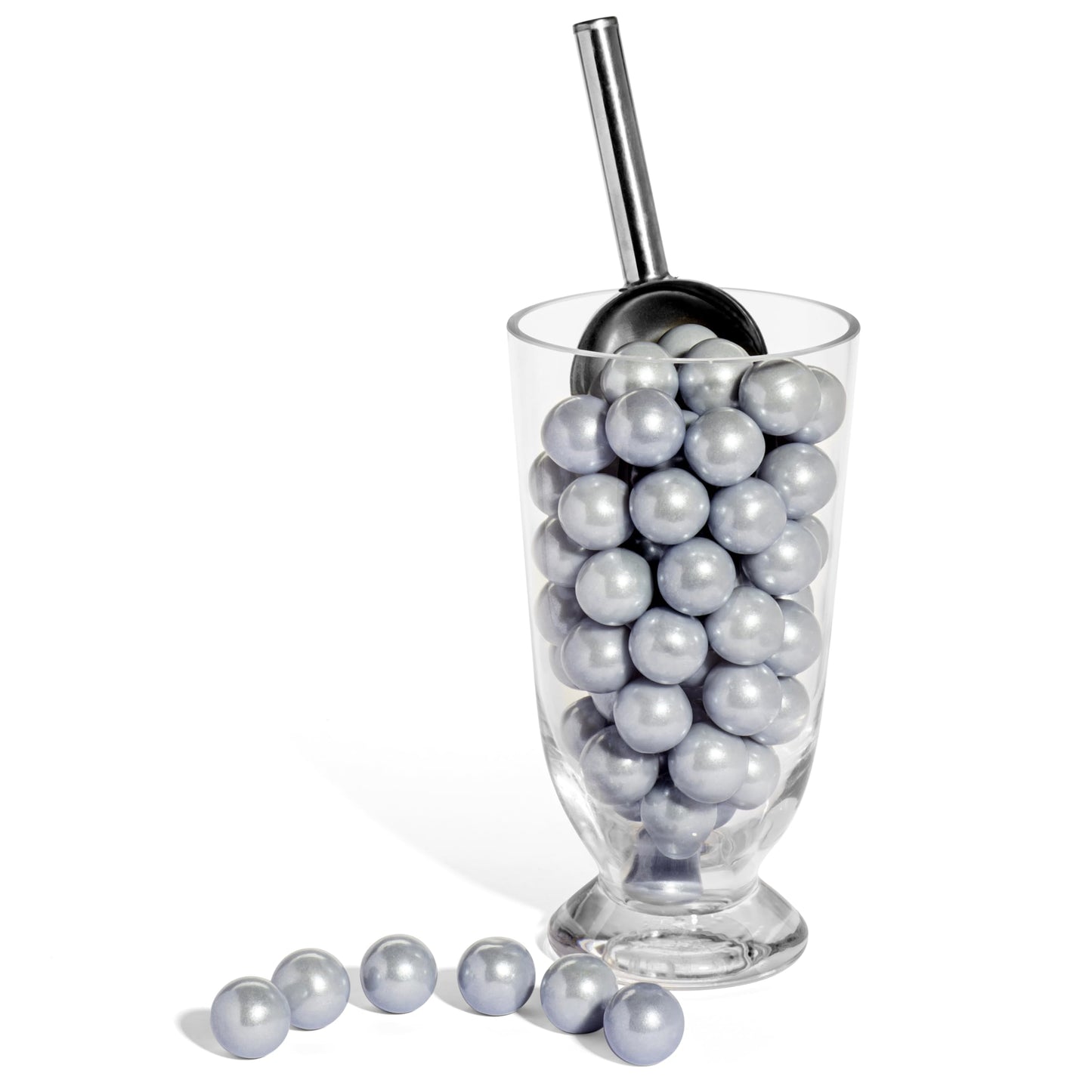 Candy Envy - Shimmer Silver Gumballs - 1 Inch - Approximately 113 Gumballs Per 2lb Bag - Bulk Silver Candy - North American Made & Kosher Certified
