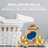 Wool Dryer Balls Organic Felt Laundry Fabric Softener XL Reusable Handmade Natural New Zealand Sheep Wool Lint Wrinkle Free Anti Static Clothes 6-Pack